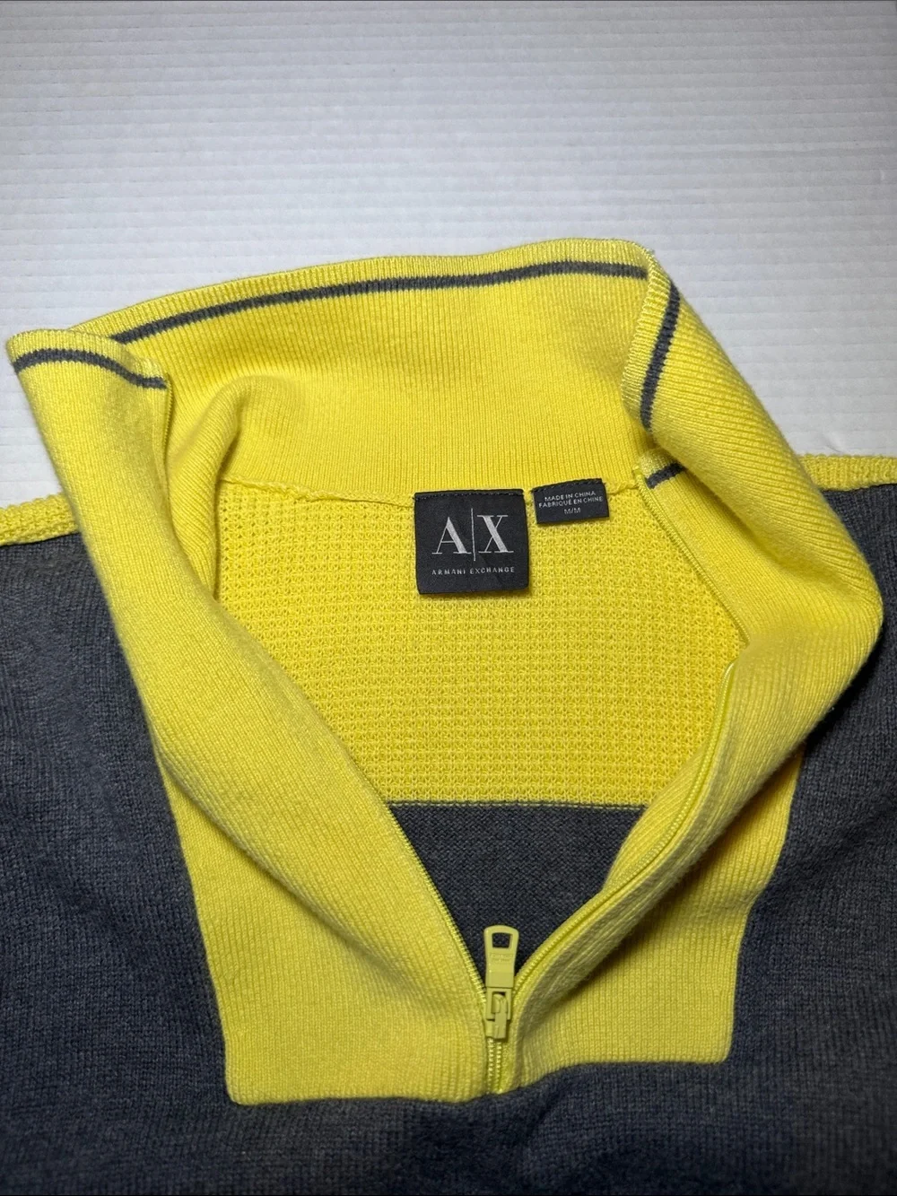 Armani Exchange AX Spellout Colorblock Half Zip Sweater Y2K Size Medium